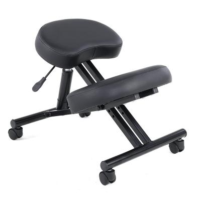 China (Other) Factory Wholesale Adjustable All Black Kneeling Chair Ergonomic Office Kneeling Chair With Wheel for sale