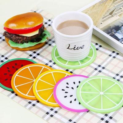 China CM-009 Fruit Slice Silicone HEATER Coaster,Colorful Non-Slip Table Cover Pad Cup for sale