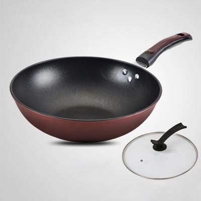 China Wholesale Low Price Cast Iron Gas Cooker Korean High Quality Professional Viable Cooking Non Stick Flat Bottom Wok Pan for sale