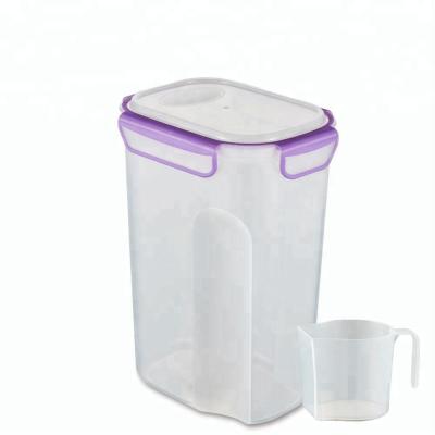 China Other Feature Eco - Friendly Food Use Plastic Cereal Container With Measuring Cup for sale