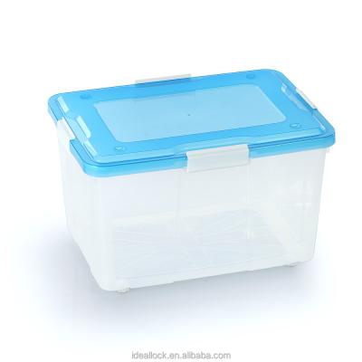 China Small Plastic Material 15L Sustainable Clear File Storage Box With Wheels for sale