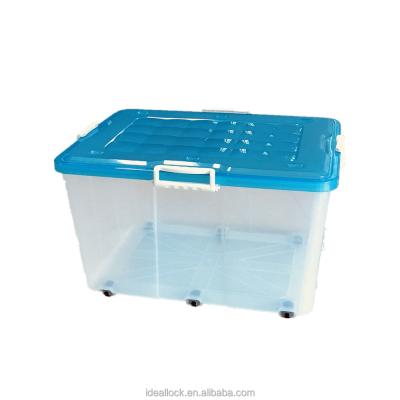 China Sustainable Heavy Duty Plastic 100L Transparent Box With Lock for sale