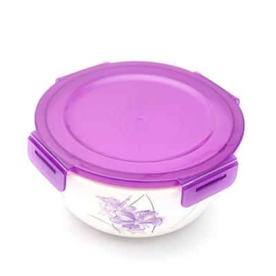 China New Round Freshness Preservation Vacuum Ceramic Bowl Set With Lid for sale