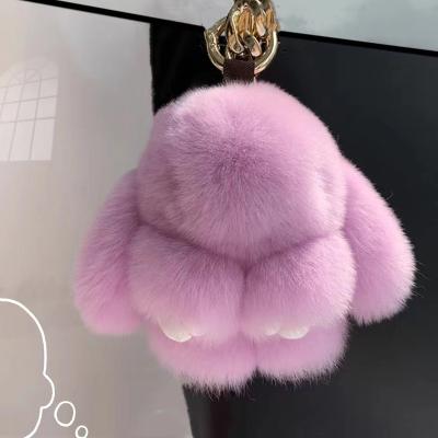 China Key Chain Fluffy Fur Pom Pom Keychains For Bag Car Cute Rabbit Pom Pom Furs Charm Bunny Keyring for sale