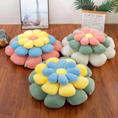 China 2023 Newest Daisy Flower Seat Cushion Cute Custom Flower Shaped Tile Plush Soft Stuffed Flowers for sale