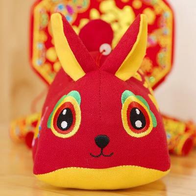 China Cute Chinese style high quality Chinese style rabbit toy mascot doll can be customized logo gift ornaments for sale