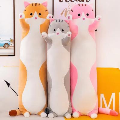 China Doll Amazon Cute Animal Cat Soft Pillows Plush Long Throw Plush Toys Kitten Stuffed Animal Cute Soft Pillow Cotton Sleep Pillow for sale