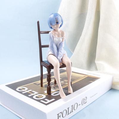 China Cartoon Toy New Arrival Re:Life In A Different World From Zero 15cm Rem Pajamas Anime Figures With Chair for sale