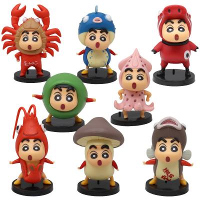 China Toy Hot Selling Cheap Cartoon Car Decoration Ornaments Shape Pencil Cute Shin-chan Animal Stock Number 8 Pieces Set for sale