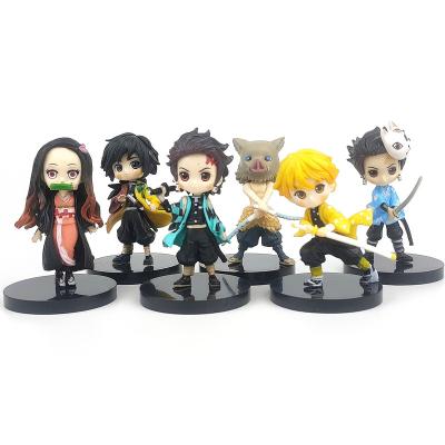 China Cartoon Toy Hot Selling Cheap Demon Slayer Doll Anime Handmade Model Action Number 6 Piece Set for sale