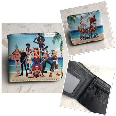 China Hot Waterproof PU Leather One Piece Purse Fashion Anime Luffy Zoro Anime Short Wallet for sale