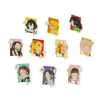 China Hot Sale 10 Styles Anime Brooch Demon Slayer ALLOY Kimetsu No Yaiba Comic Brooch Cosplay Metal Badge for sale