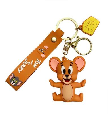 China Wholesale Cute Rubber Cat and Mouse Tom and Jerry Key Chain PVC Cartoon Key Chain for sale