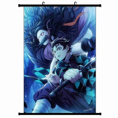 China Custom Automotive Hot Sales Anime Poster Demon Slayer Kimetsu No Yaiba Waterproof Cloth Anime Wall Scroll for sale