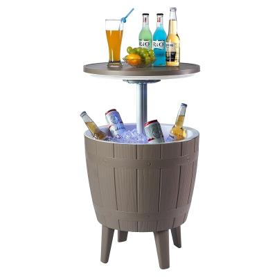 China Sustainable SUKK 3 IN 1 Outdoor Patio Furniture Ice Bucket Cool Bar Cooler Rattan Table for sale