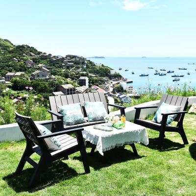 China Traditional Outdoor Hotel Furniture Plastic Adirondack Slat Patio Garden Sofa Set for sale