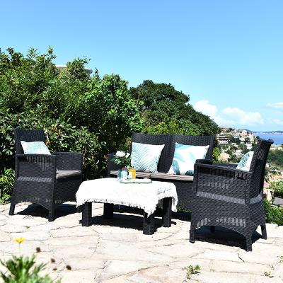 China Weather Resistant Outdoor Rattan Furniture Wicker Plastic Patio Sofa Set for sale