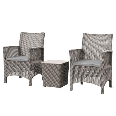 China Balcony 3-Piece Modern Rattan Bistro Outdoor Patio Garden Furniture Set for sale