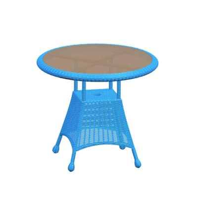 China Outdoor Round Mirror Furniture Rattan Time Glass Top Dining Table With 4 Chairs Plastic Garden Chair for sale