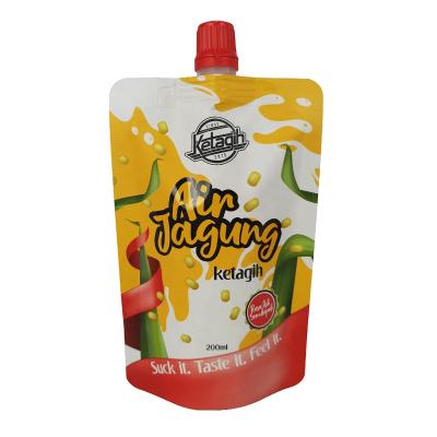 China Moisture proof holder up liquid aluminum doypack juice drink pouch 200ml apple cider spout pouch packgaing for sale