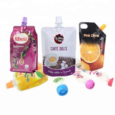 China Custom Print Moisture Proof Foil Packaging Stand Up Pouch Reusable Juice Spout Pouch With Cap for sale