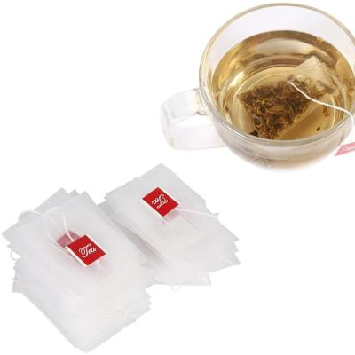 China Disposable biodegradable empty pyramid nylon tea bag with label for sale