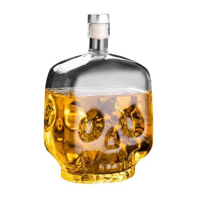 China High Quality Vodka Beverage High Borosilicate Skull Glass Bottle For Halloween Party Drinking Bottle for sale