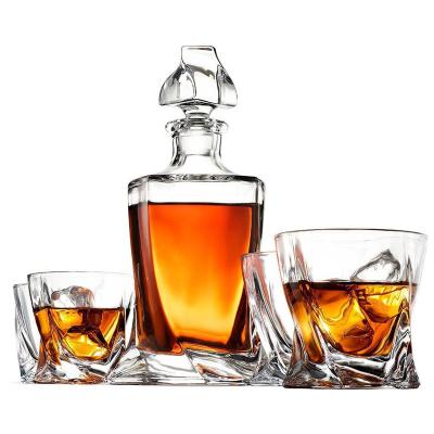 China Wholesale Beverage Liquor Vodka Whiskey Round Bottle Wine Glass Stackable Bottle for sale