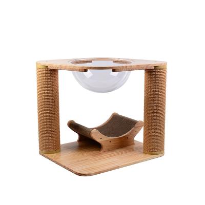 China High Quality Cat Furniture Solid Wood Acrylic Cat Nest Natural Sisal Cat Scratch Board Viable Multifunctional Hot Sale for sale