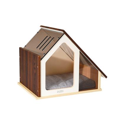 China Sustainable indoor wooden cat pet house with window. Dog cat bed, modern furniture, kennel crate for sale