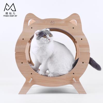 China Viable Hot Selling Solid Wood Wrinkled Cat Scratch Board Cat Nest with Cat Face Shape for sale