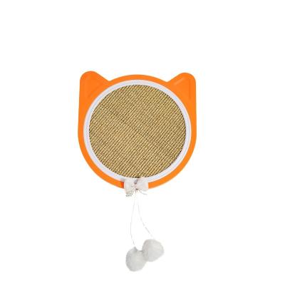 China High Quality Viable Cat Head Shaped Plastic Cat Scratch Board With Sisal Mat For Cat Claw Grinder for sale