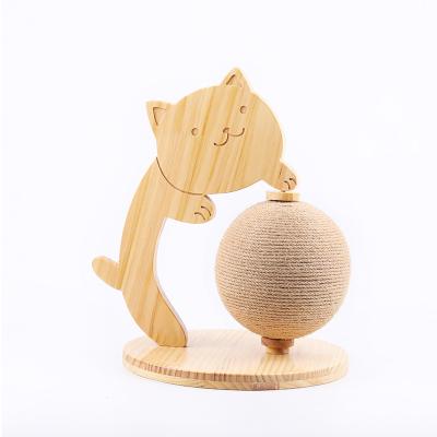 China 2021 Sustainable Cat Toys Solid Wood Sisal Cat Scratching Ball Cat Scratcher Of Pet Product for sale