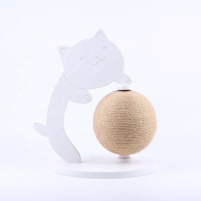 China Best Selling Viable Base Cat Scratcher Cat Toys Fashion Sisal Cat Scratch Ball Solid Wood for sale