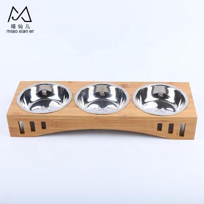 China Durable Solid Wood Wooden Slanted Feeders Pet Dining Table Bowl Pet Dog And Cat for sale