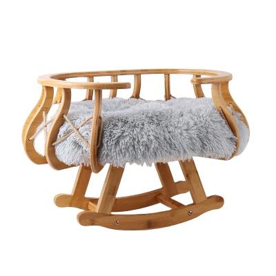 China 2021 New Design MIAOXIANER Breathable Pet Swing Bed Luxury Wooden Cats and Dogs Pet Bed for sale