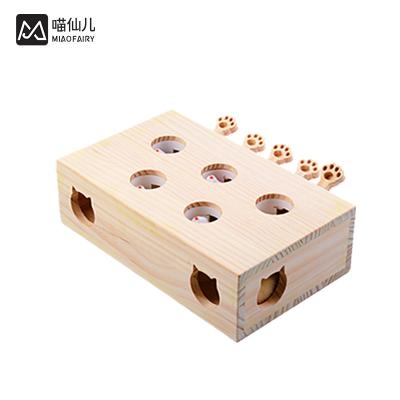 China High Quality Stocked Wooden Pet Products Beat A Mole Cat Toy For IQ Training for sale