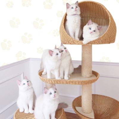 China Cat Condo Tree House Luxury Breathable Grooming Wholesale Tree Tower Climbing Room Cat Sleeping Nest Bed for sale