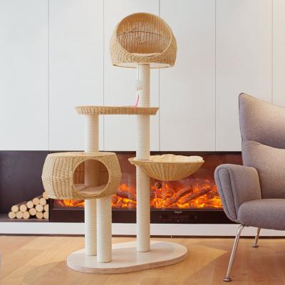 China Modern Eco-friendly Breathable Pet Bed Cat Tree Condo Tower House Cat Cage Bed for sale