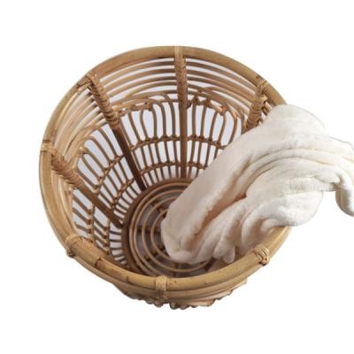 China Cane Rattan Hand Woven Storage Sustainable Natural Wicker Basket Clothes Laundry Basket Cover Dirty Hamper For Living Room Bedroom for sale