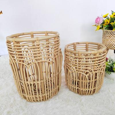 China Sustainable Hotel Home Use Hand - Woven Natural Rattan Storage Basket Laundry Baskets For Dirty Clothes Blankets for sale