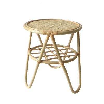 China 100% Real Sustainable Whole Natural Rattan Woven Living Room Side Tables Round Coffee Tea Table for sale