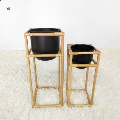 China Modern Design Rattan Look Rattan Look Home Decor Rattan Plant Stand Planter Natural Thick Flower Pot Display Stand for sale