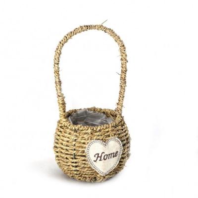 China Custom Gift Plant Straw Grass Woven Flower Pot Hanging Basket for sale