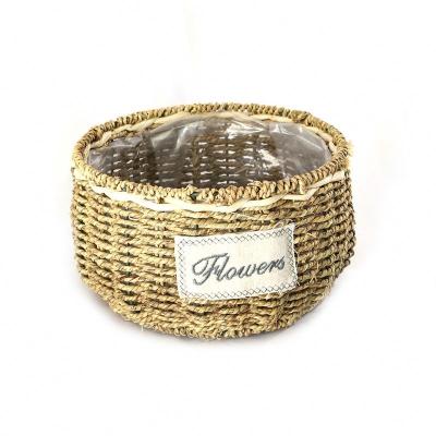 China Custom Gift Plant Hand - Woven Sea Grass Baskets For Flowers for sale