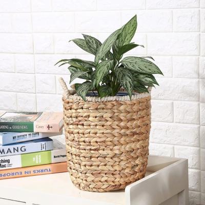 China Sustainable Water Hyacinth Basket For Plants Flower Pot Holder for sale