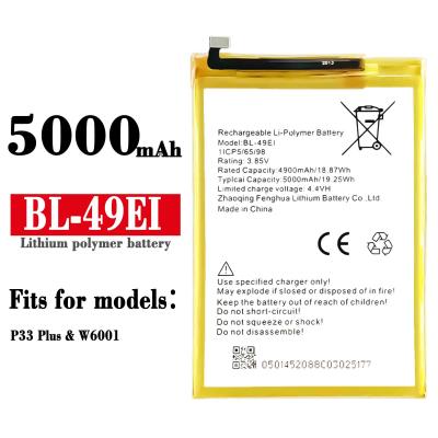 China BL-49Ei Cell Phone 100% Original Li-ion Polyer Cell Phone Rechargeable Battery For Itel P33 Plus W6001 Battery for sale