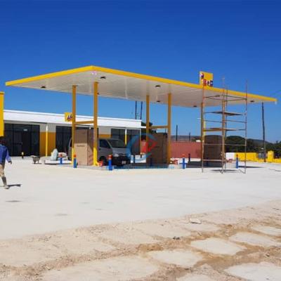 China Energy Efficient Steel Structure Gas Station , Industrial Metal Canopy Shed for sale