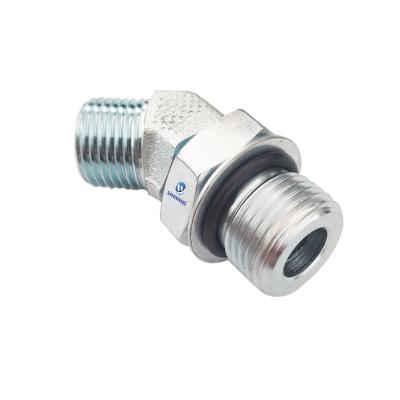 China Industrial Tooling Hydraulic Elbow Adapter CNC Hose ORFS Connector to BSPP Elbow 45 ORFS Fittings for sale