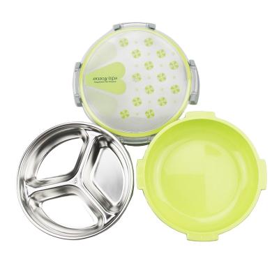 China Sustainable Top Fashionable Style Round Metal Electric Stainless Steel Bento Lunch Box for sale